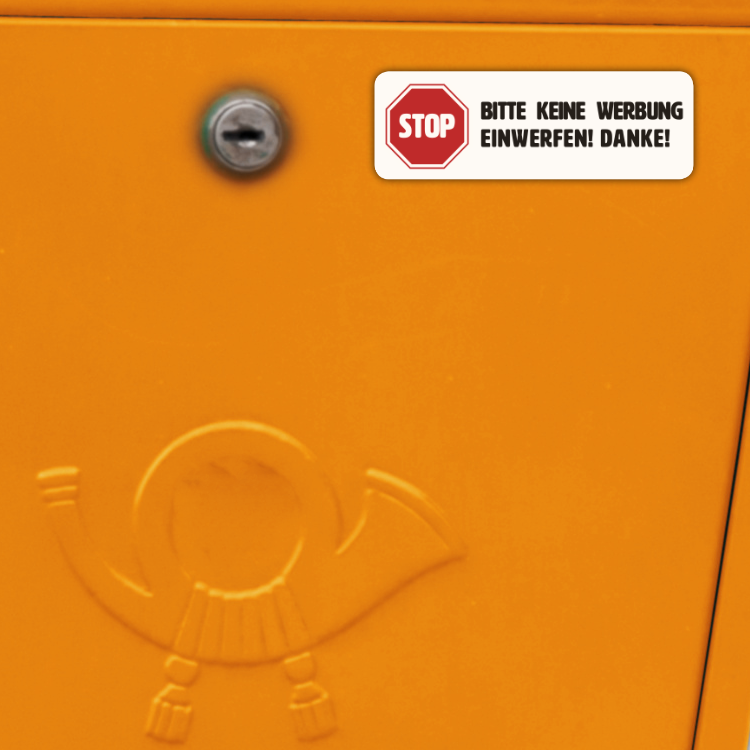 Aufkleber "Bitte keine Werbung einwerfen! Danke!" (66 x 22 mm)
