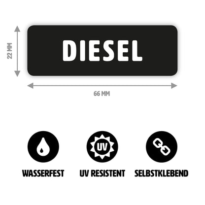Diesel - Aufkleber für Tankdeckel/Tankklappe - 6,6 x 2,2 cm