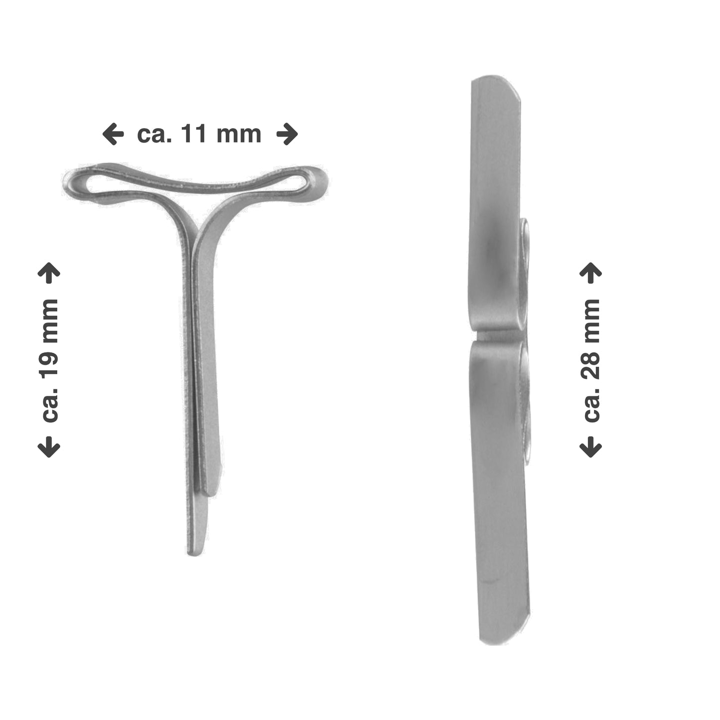 Musterbeutelklammern (Metall, Farbe: Silber) - Flachkopf - 19 mm