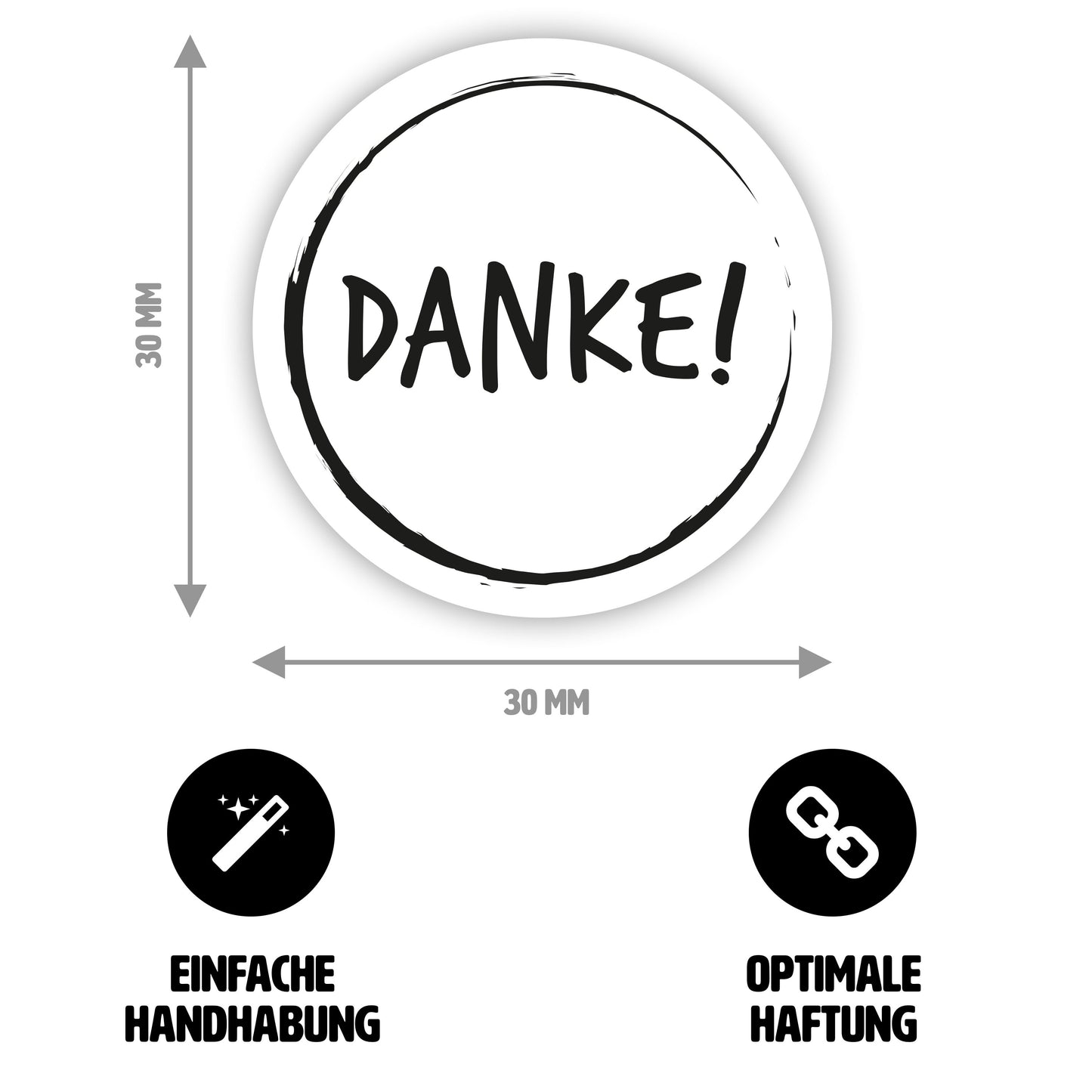 Aufkleber "Danke!" - Vintage-Sticker - rund - Ø 3cm