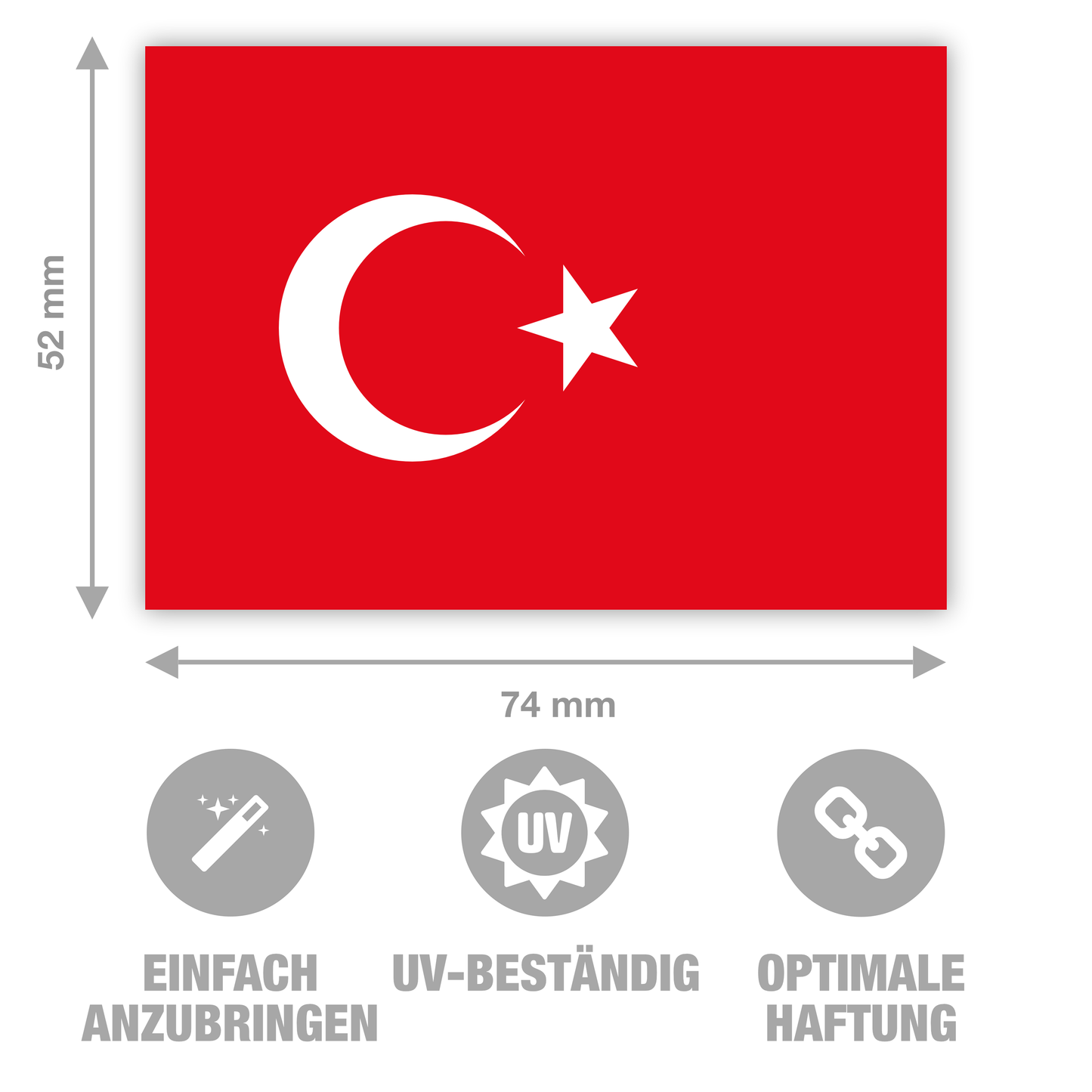 Türkei - Flagge - türkische Fahne - Aufkleber - 7,4 x 5,2 cm