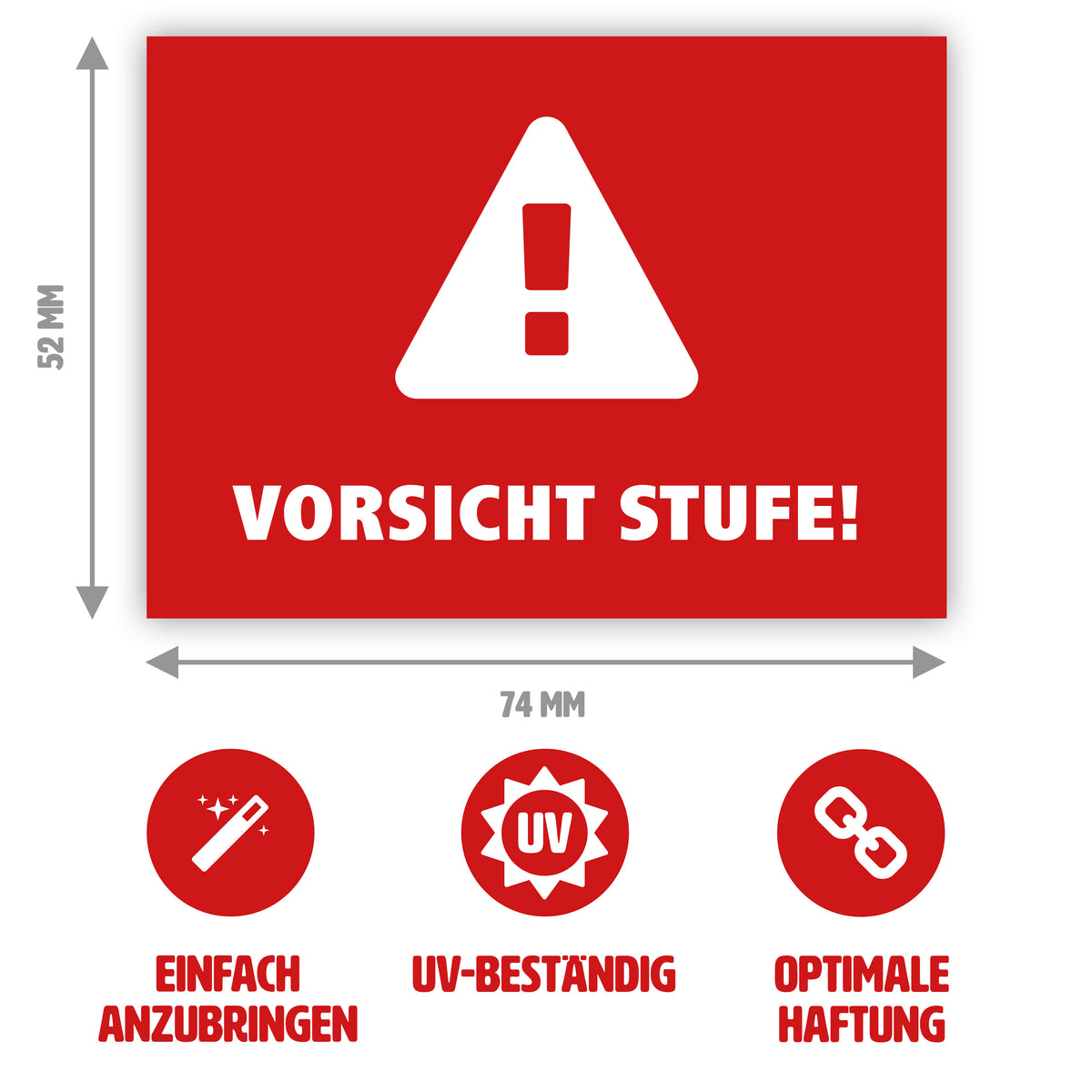 Aufkleber Vorsicht Stufe - 7,4 x 5,2 cm