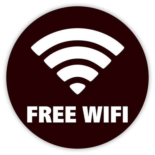 Free Wifi / kostenloses WLAN - Aufkleber - rund - Ø 95 mm
