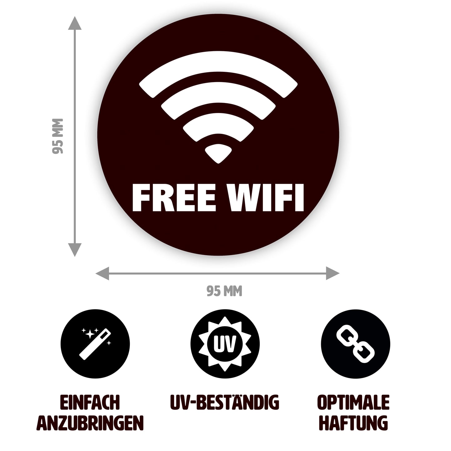 Free Wifi / kostenloses WLAN - Aufkleber - rund - Ø 95 mm