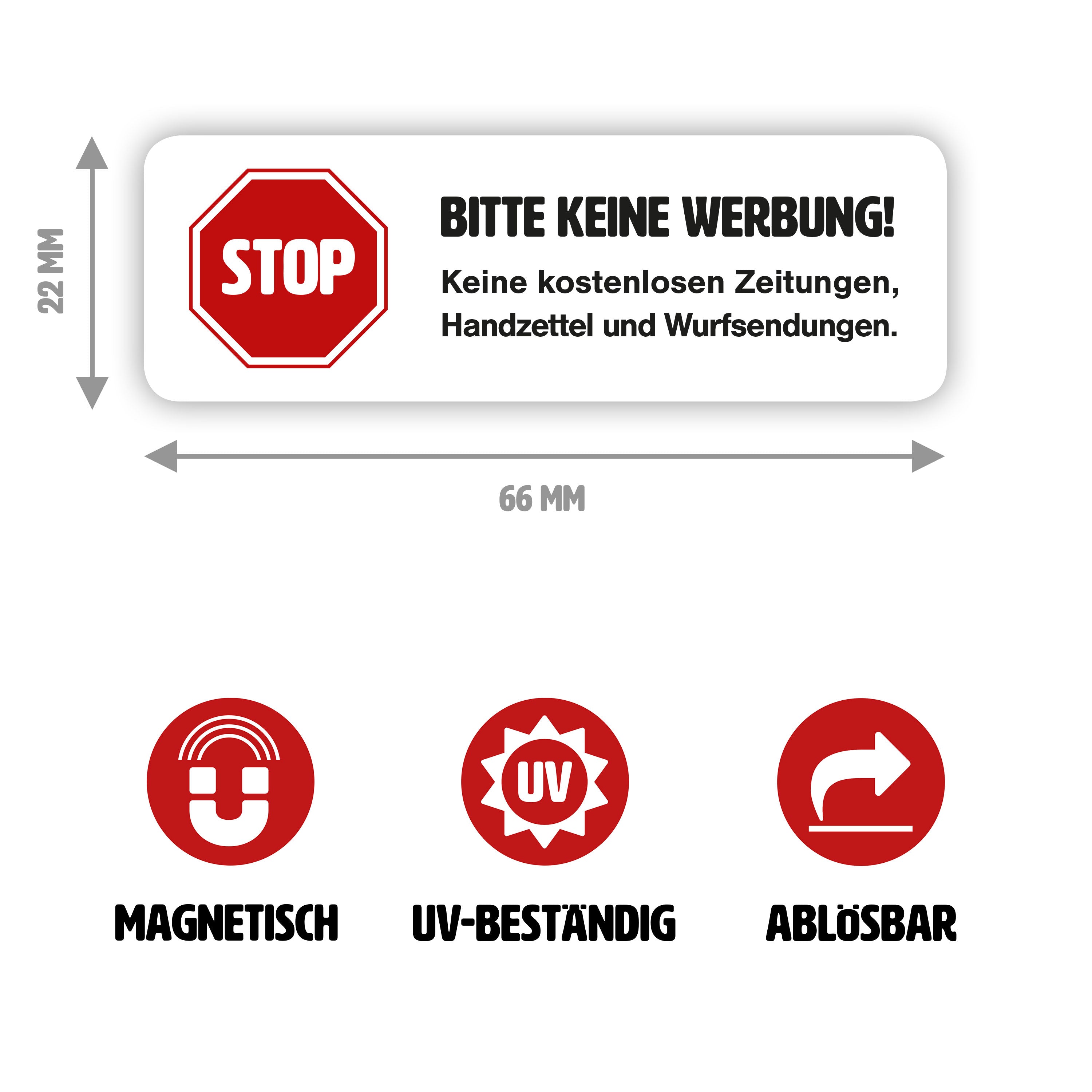 Edelstahl Optik Briefkastenschild 5x 'Bitte Keine Werbung' Aufkleber Für Briefkästen - Edelstahl Optik, Wetterfest & Langlebig Alu Aufkleber 67x21mm