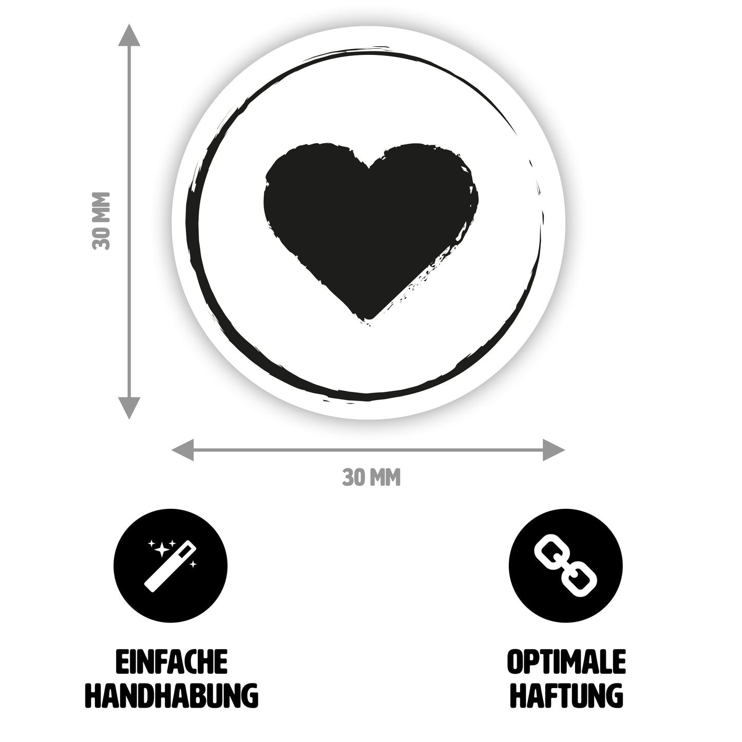 Aufkleber "Herz" -  Herzchen-Sticker - rund - Ø 3cm
