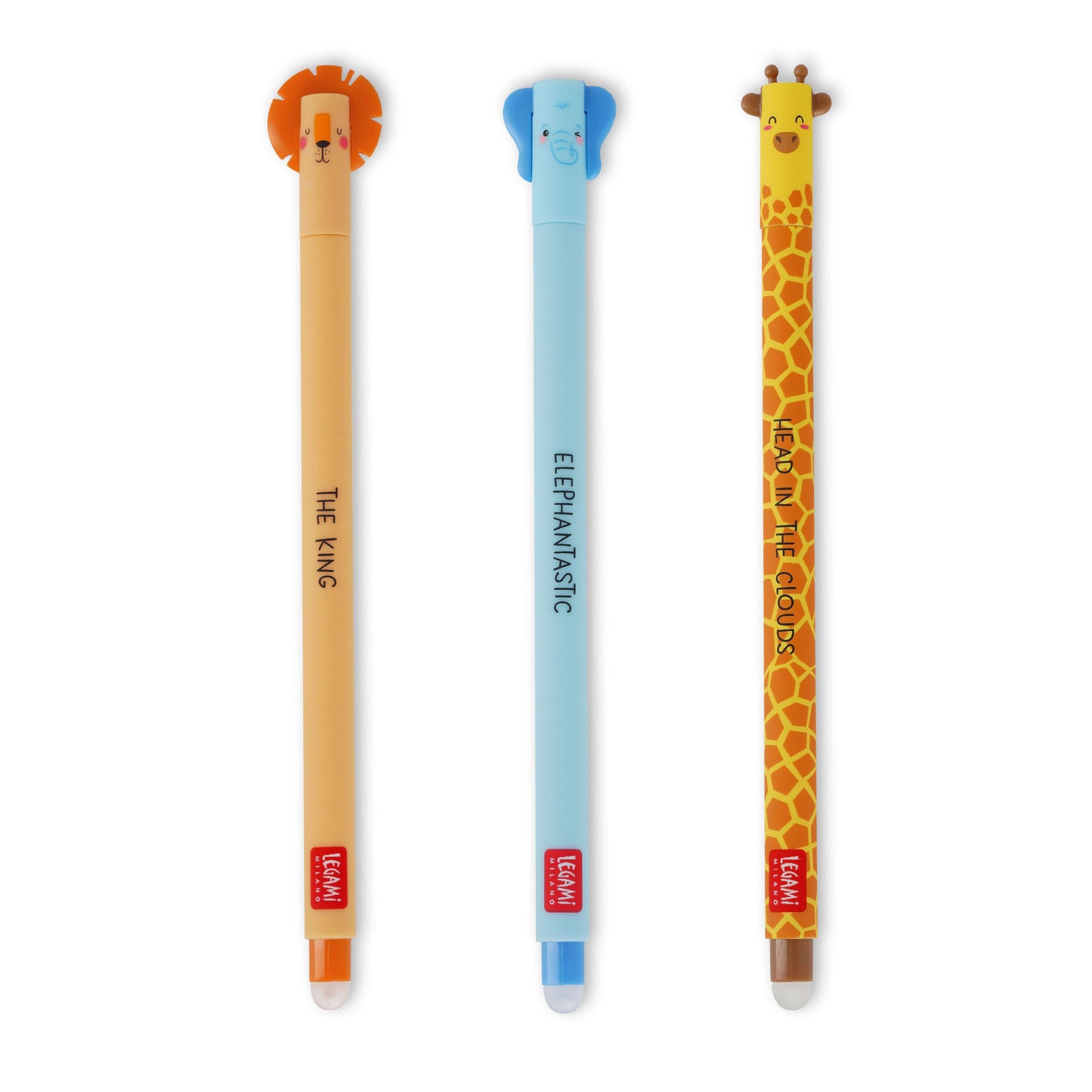 Wild Savannah - Elefant, Löwe und Giraffe - löschbare Gelschreiber -  Erasable Pens