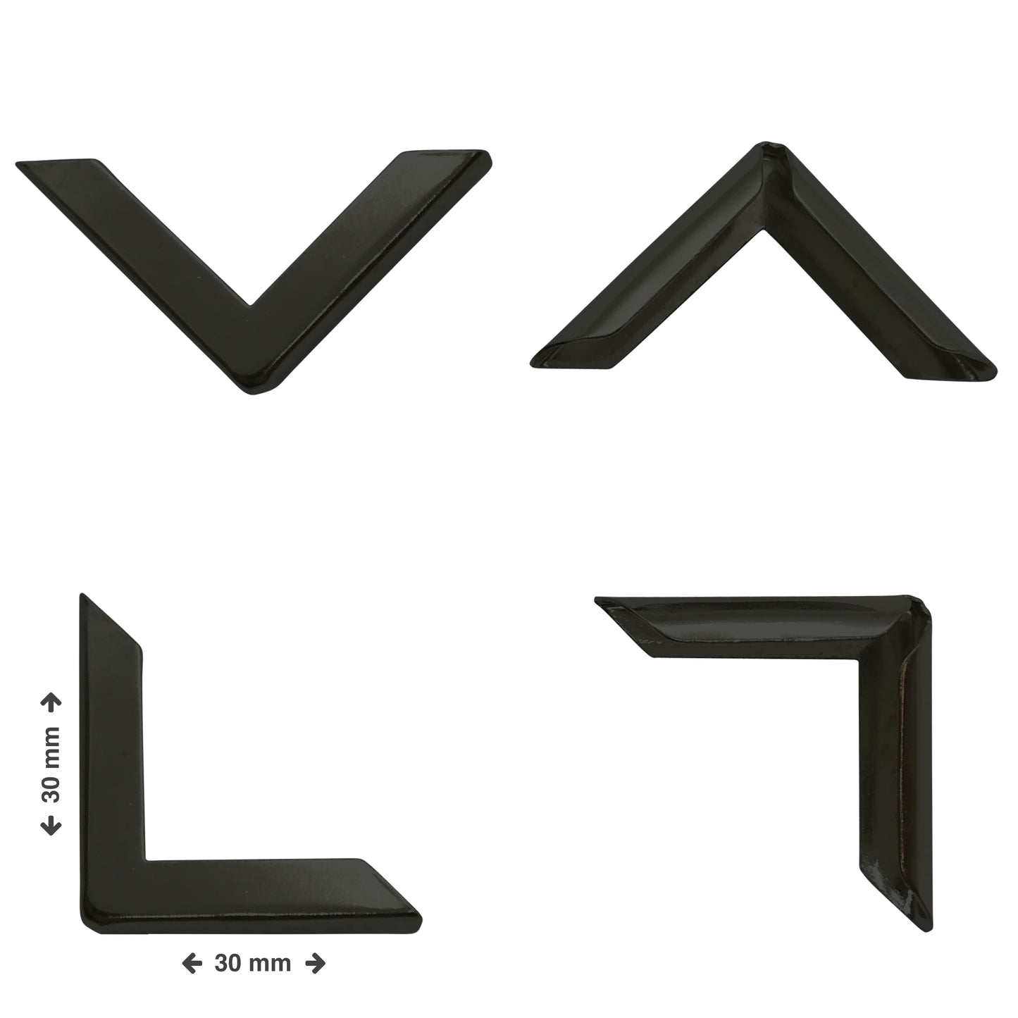 Buchecken - schwarz - 30 x 30 x 4 mm