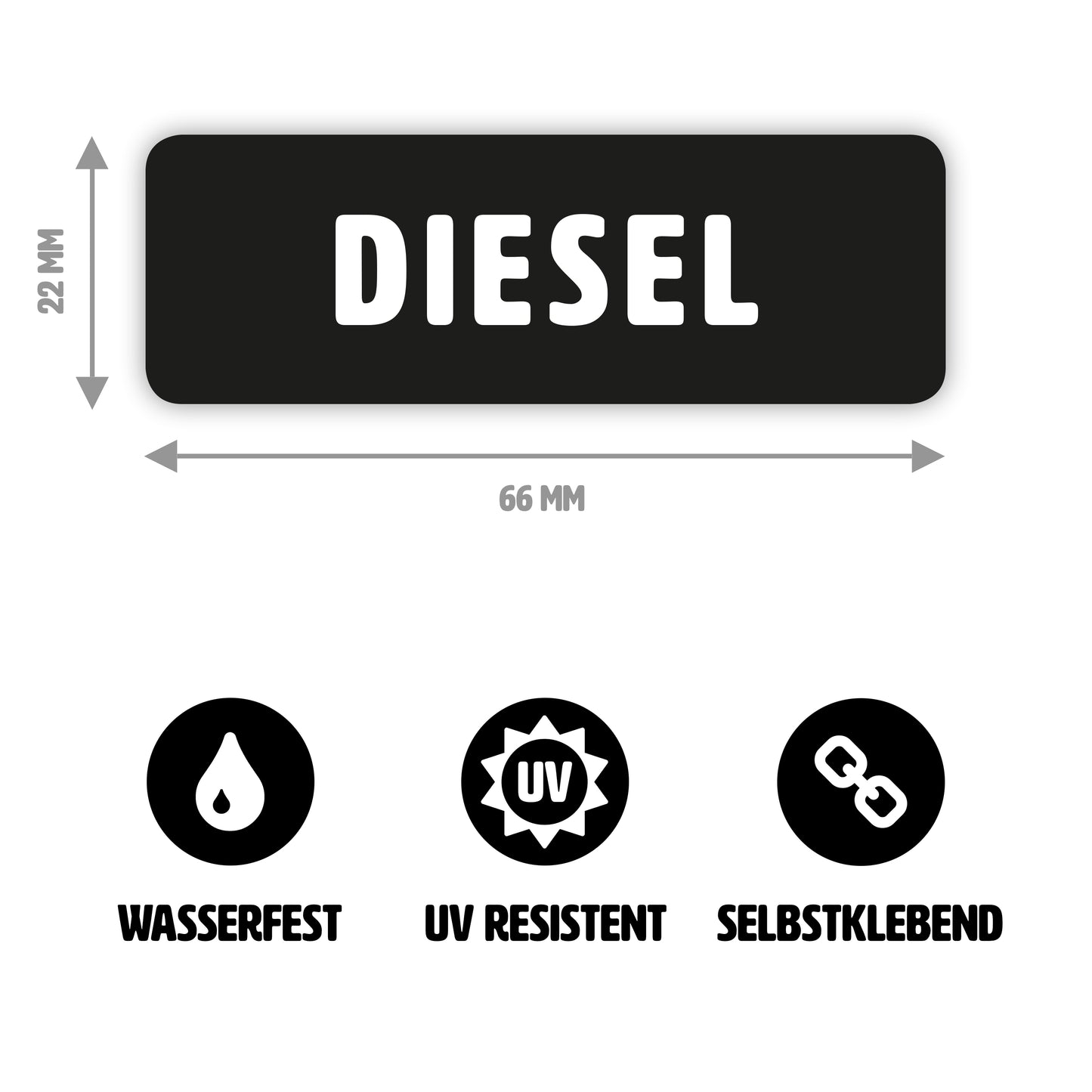 Diesel - Aufkleber für Tankdeckel/Tankklappe - 6,6 x 2,2 cm