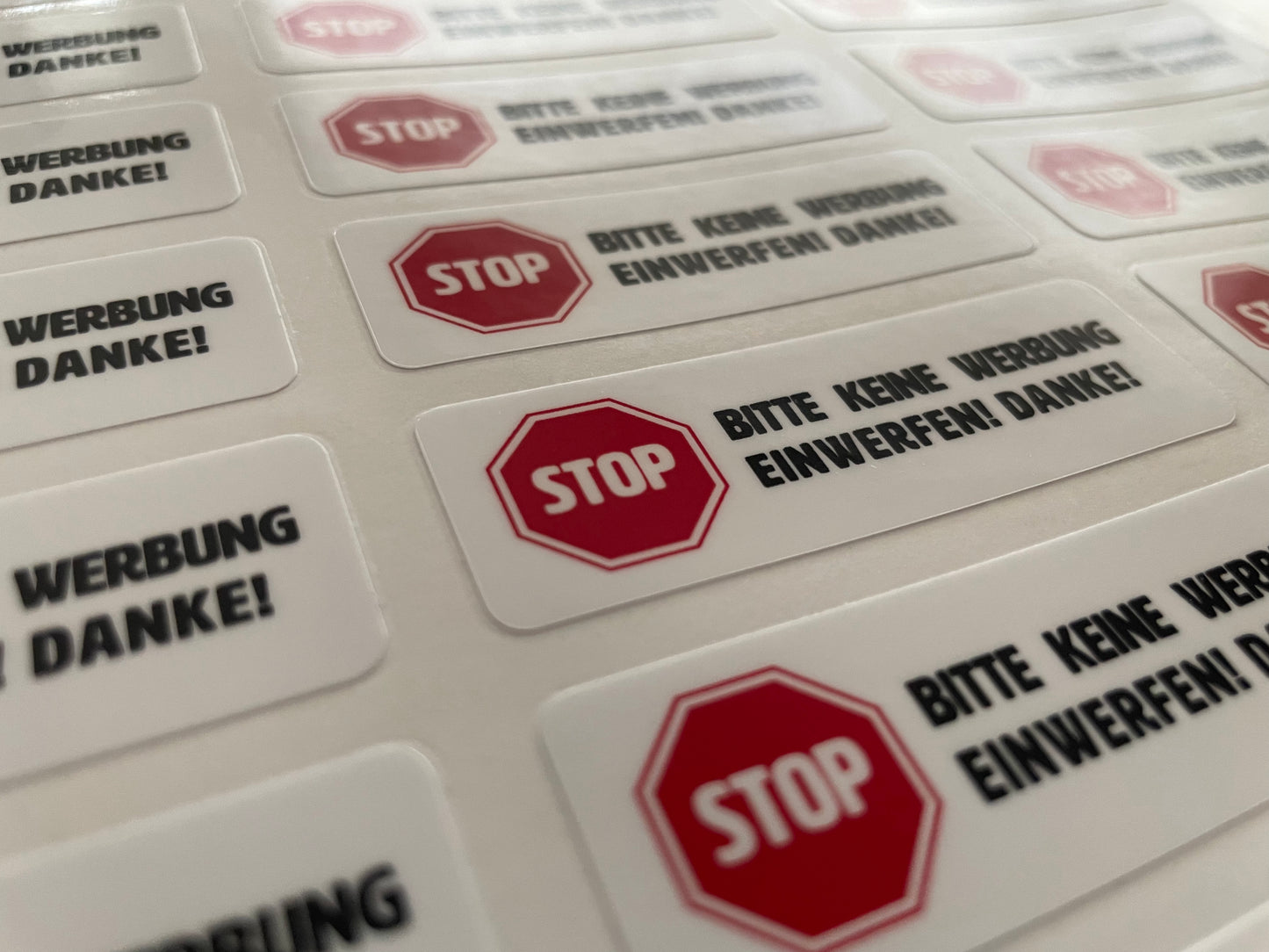 Aufkleber "Bitte keine Werbung einwerfen! Danke!" (66 x 22 mm)