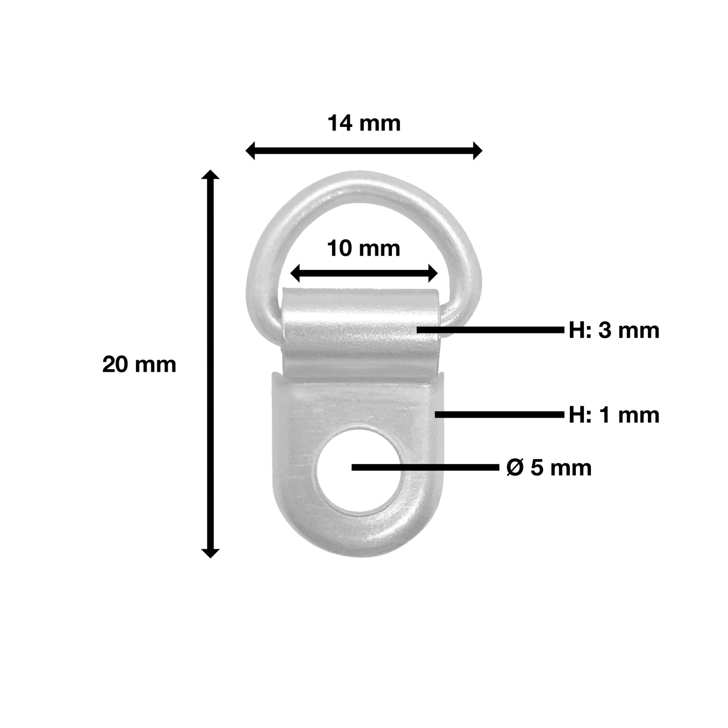 Hängeösen / Aufhängeösen - D-Ring - vernickelt / silber