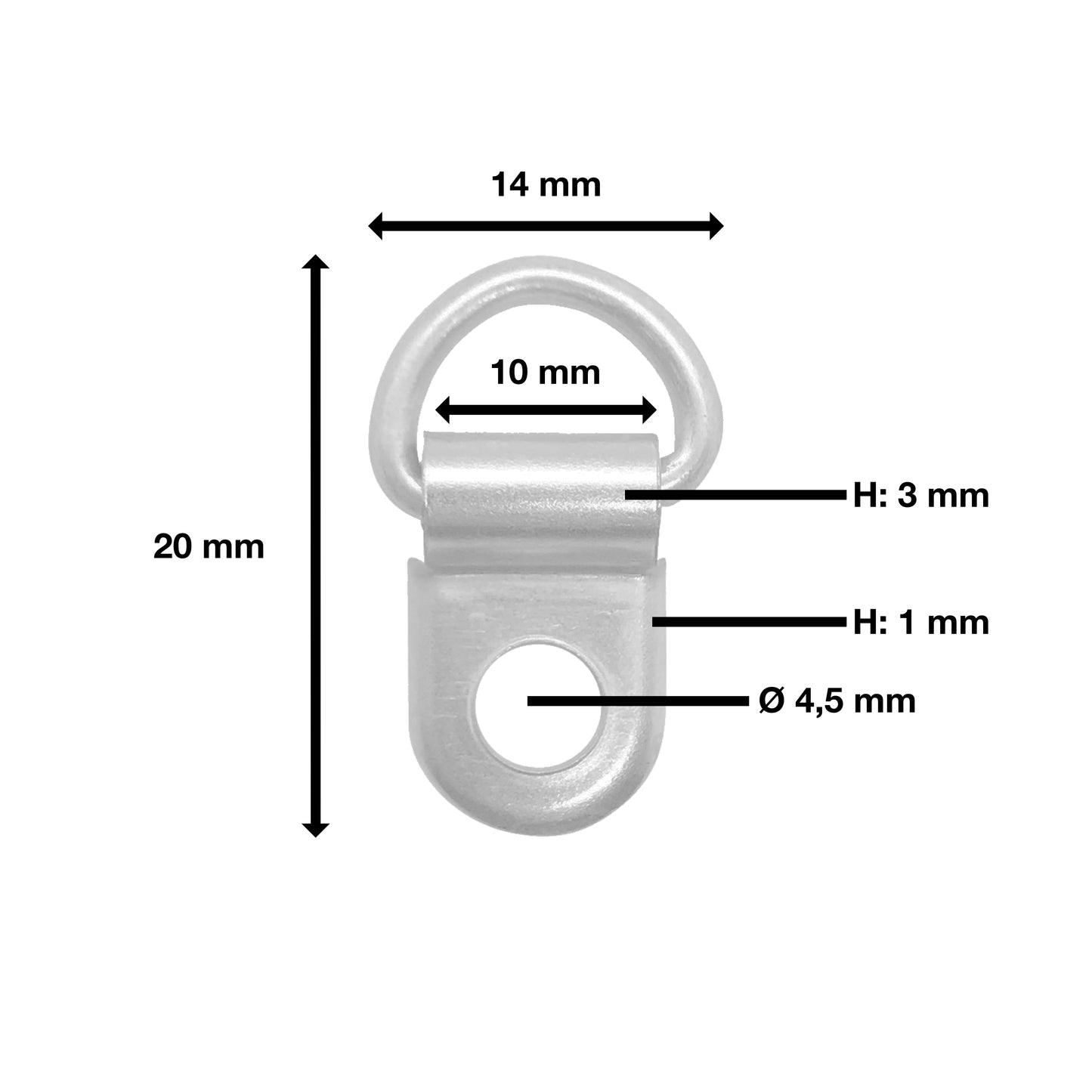 Hängeösen / Aufhängeösen - D-Ring - vernickelt / silber