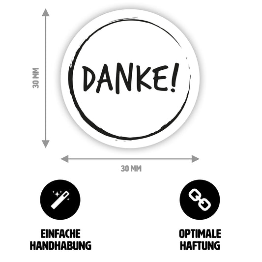 Aufkleber "Danke!" -  Vintage-Sticker - rund - Ø 3cm