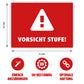 Aufkleber Vorsicht Stufe - 7,4 x 5,2 cm