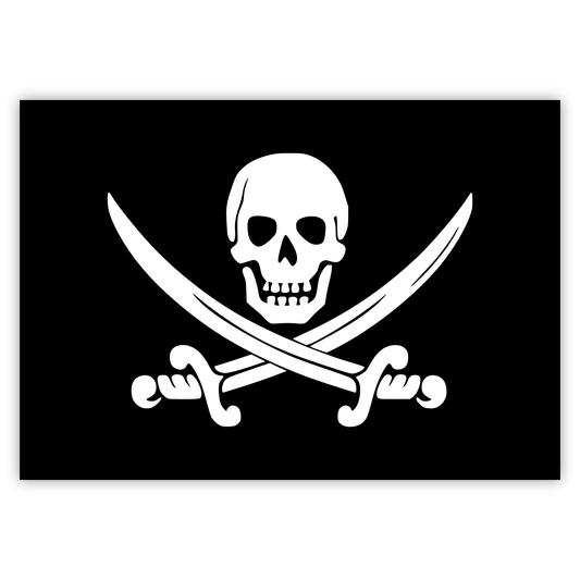 Piraten - Flagge - Jolly Roger / Totenkopf - Aufkleber - 7,4 x 5,2 cm