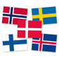 Länder-Set Skandinavien - Flaggen-Aufkleber Norwegen, Schweden, Dänemark, Finnland, Island - 50 Stück