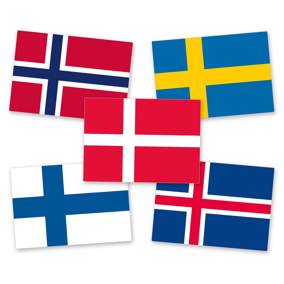 Länder-Set Skandinavien - Flaggen-Aufkleber Norwegen, Schweden, Dänemark, Finnland, Island - 50 Stück