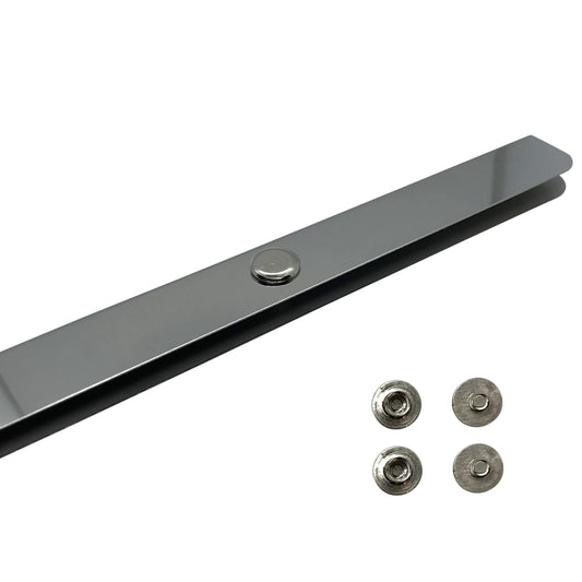 5 Stück - Bindeschienen / Buchschraubenschienen / Speisekartenschienen (silber / vernickelt, Länge: 235 mm, Füllhöhe: 5 - 6 mm)
