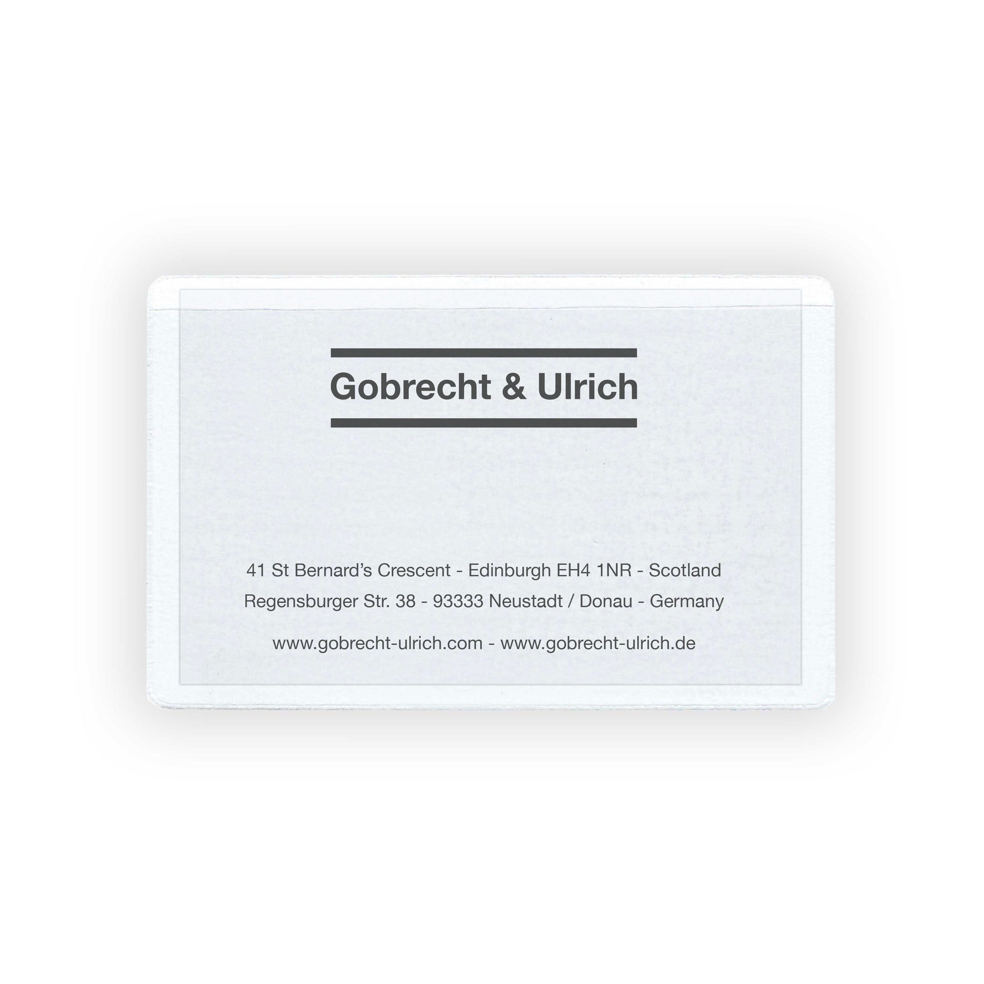 Selbstklebende Visitenkartentasche mit Visitenkarte von Gobrecht & Ulrich