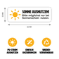10 Stück - Aufkleber "Sonne ausnutzen"  - statisch haftend & wiederverwendbar - 66 x 22 mm