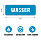 10 Stück - Wasser-Aufkleber - für Kanister/Wasserbehälter - 6,6 x 2,2 cm