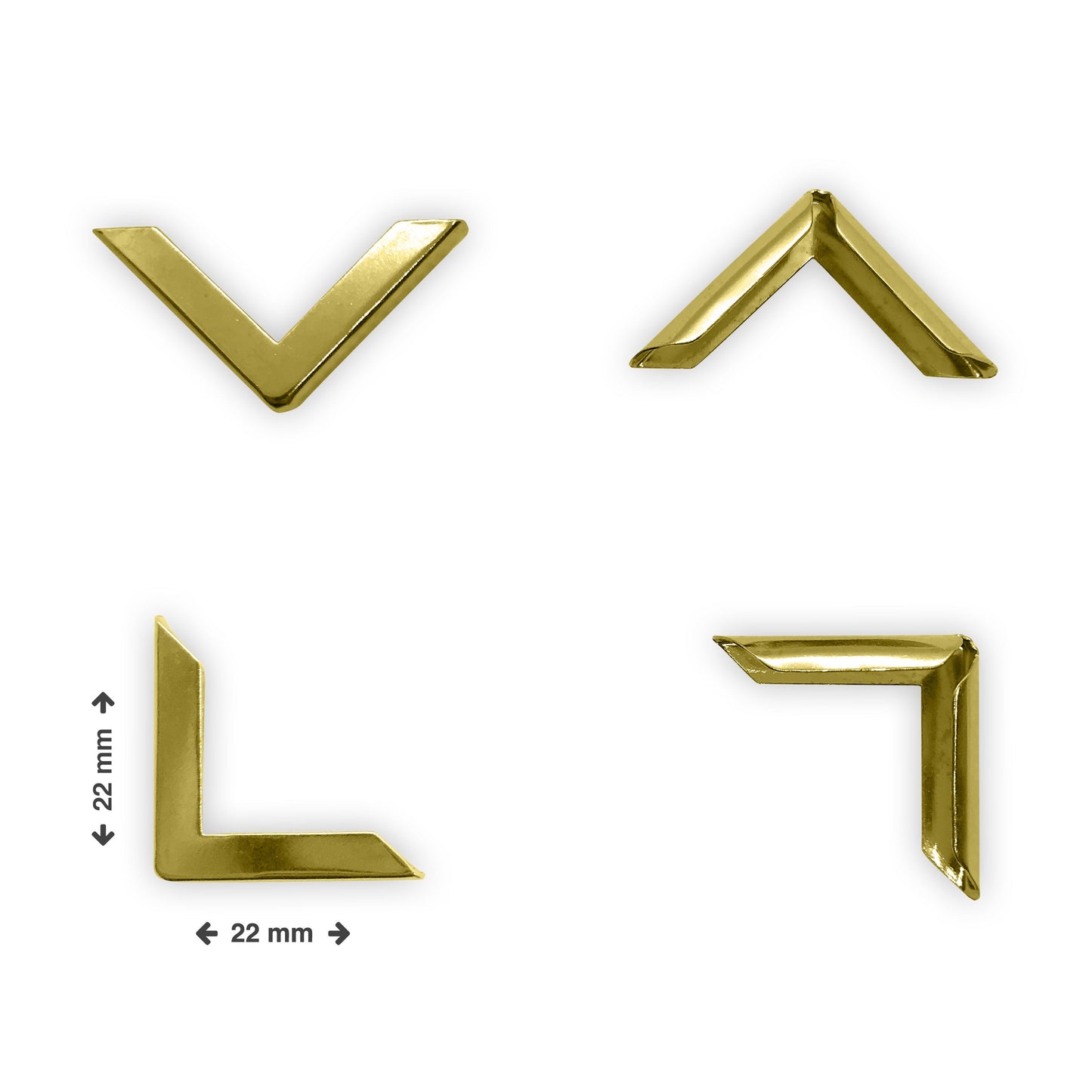 Buchecken - vermessingt / gold - 22 x 22 x 3,5 mm