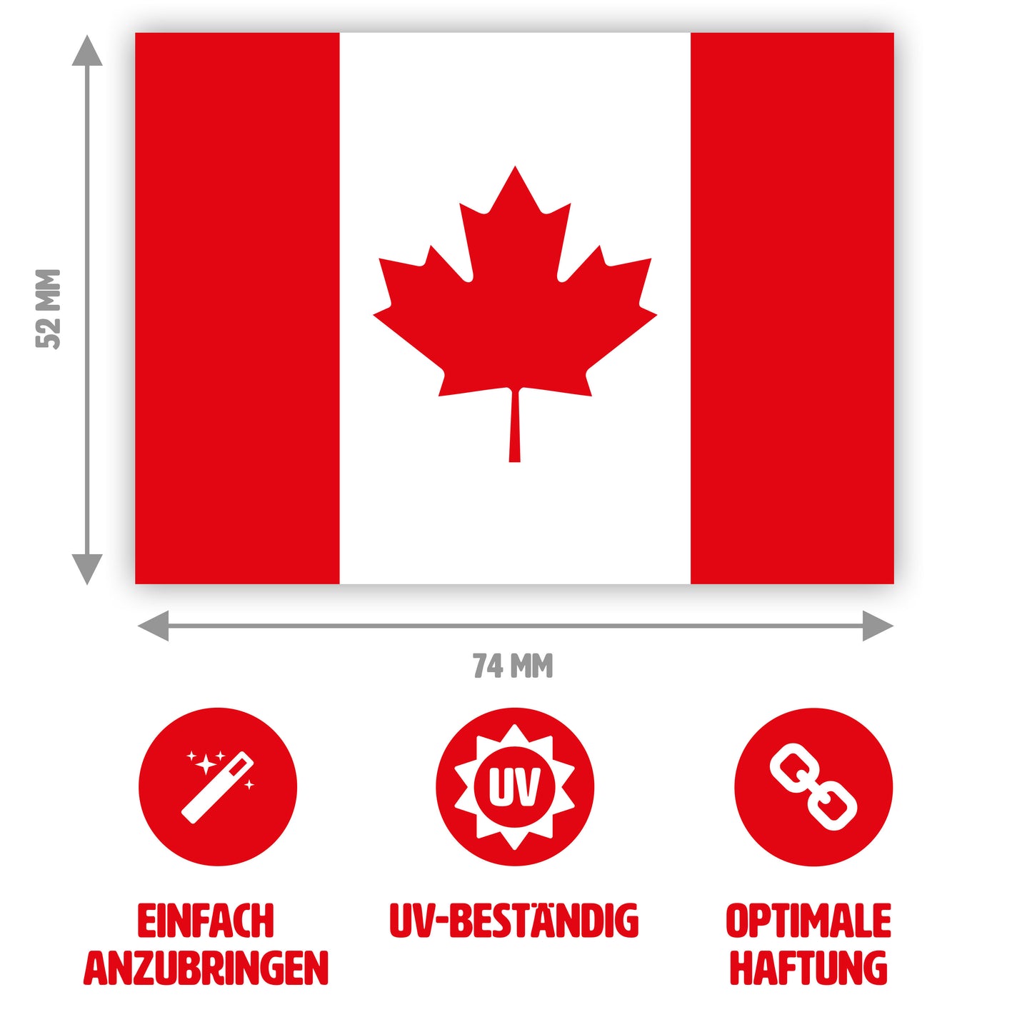 10 Stück - Aufkleber - Kanada-Flagge - 7,4 x 5,2 cm