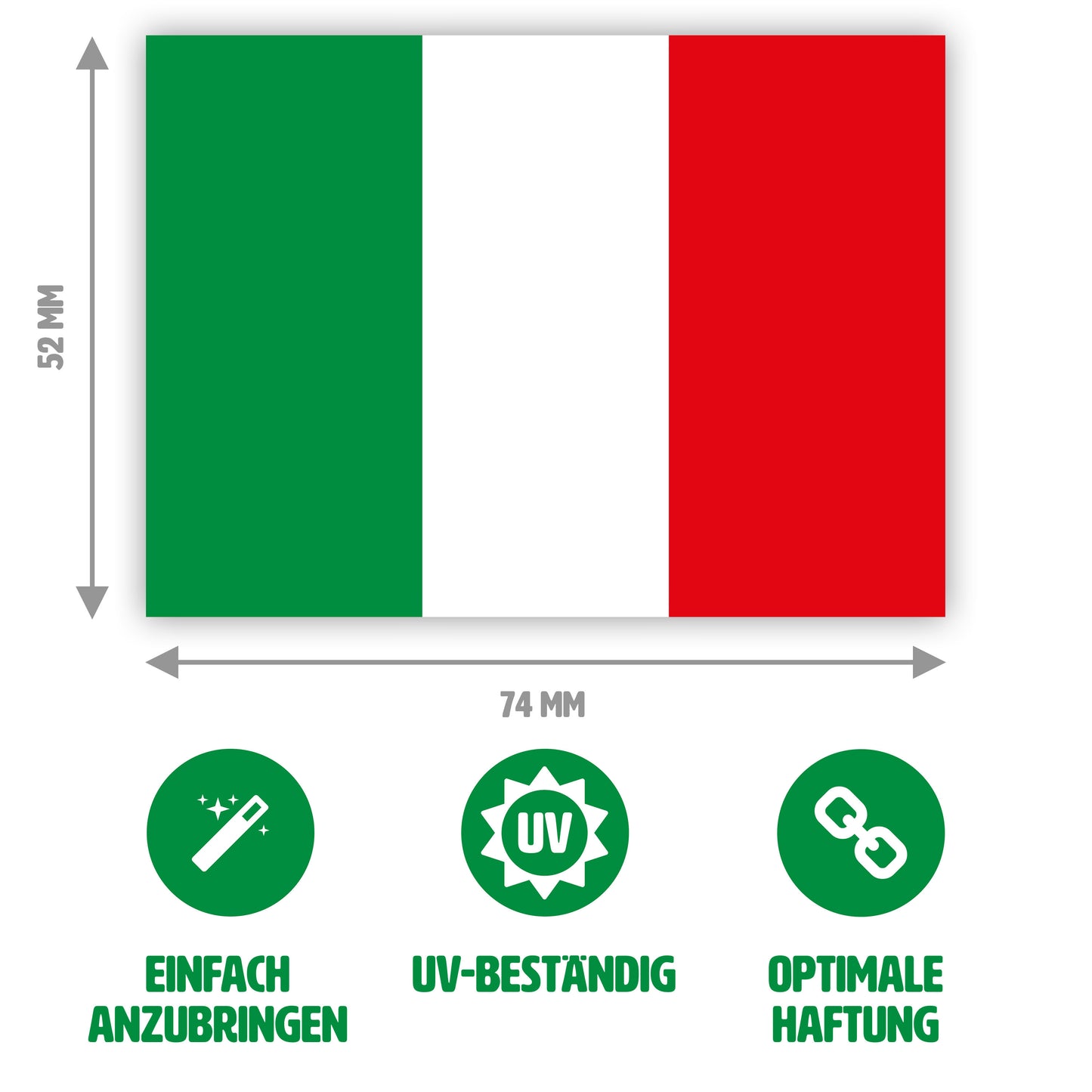 Italien Aufkleber - Italienische Flagge 7 x 10 cm, 5 Sticker