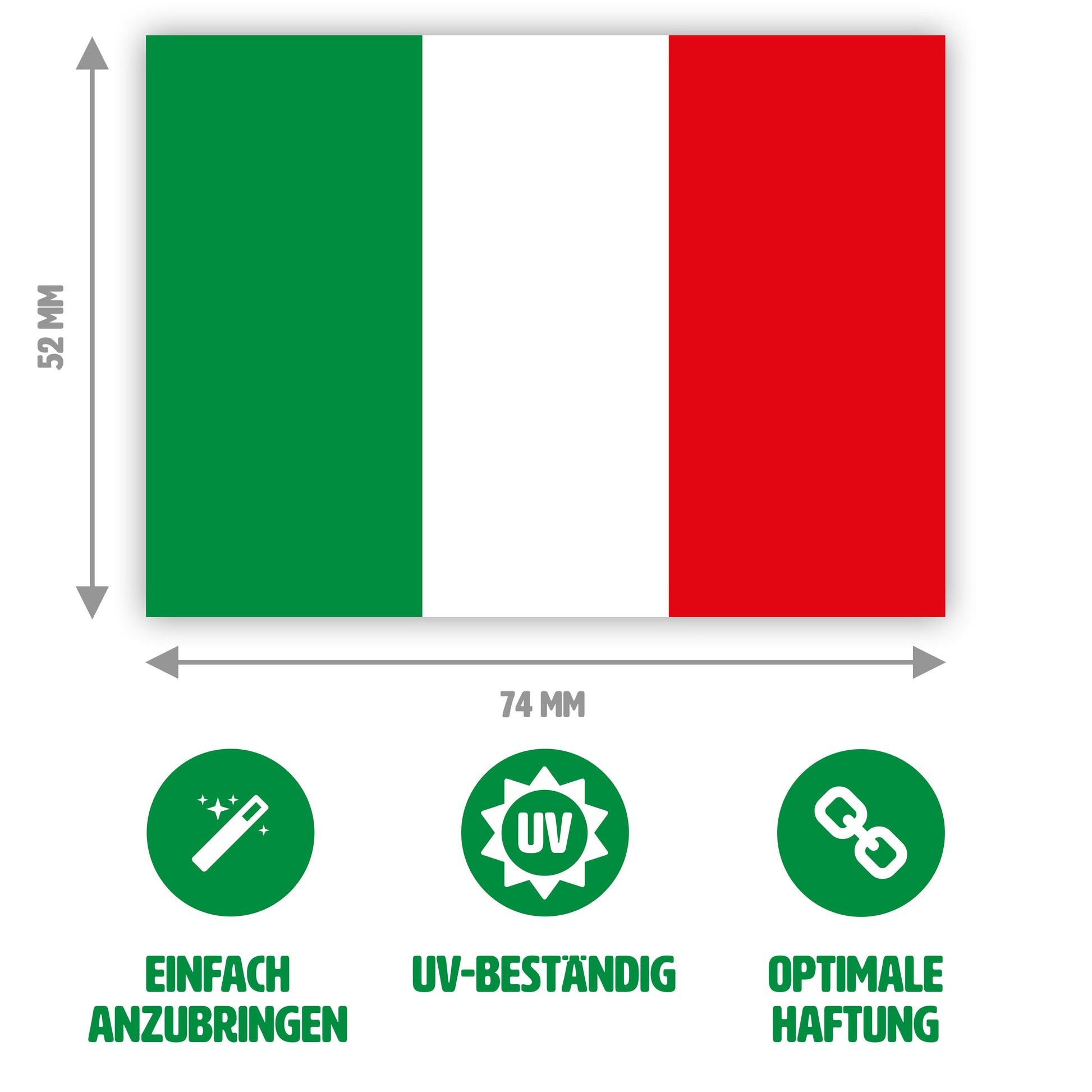 10 Stück - Aufkleber - Italien-Flagge - 7,4 x 5,2 cm – Gobrecht & Ulrich