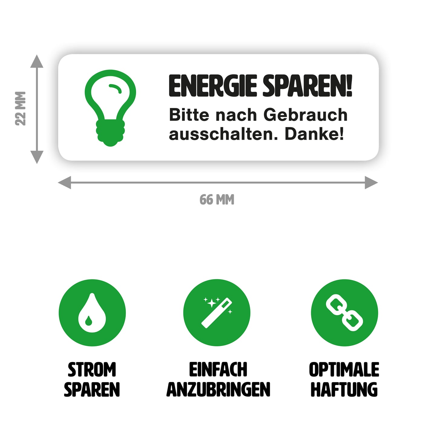 10 Stück - Aufkleber "Energie sparen" (66 x 22 mm)