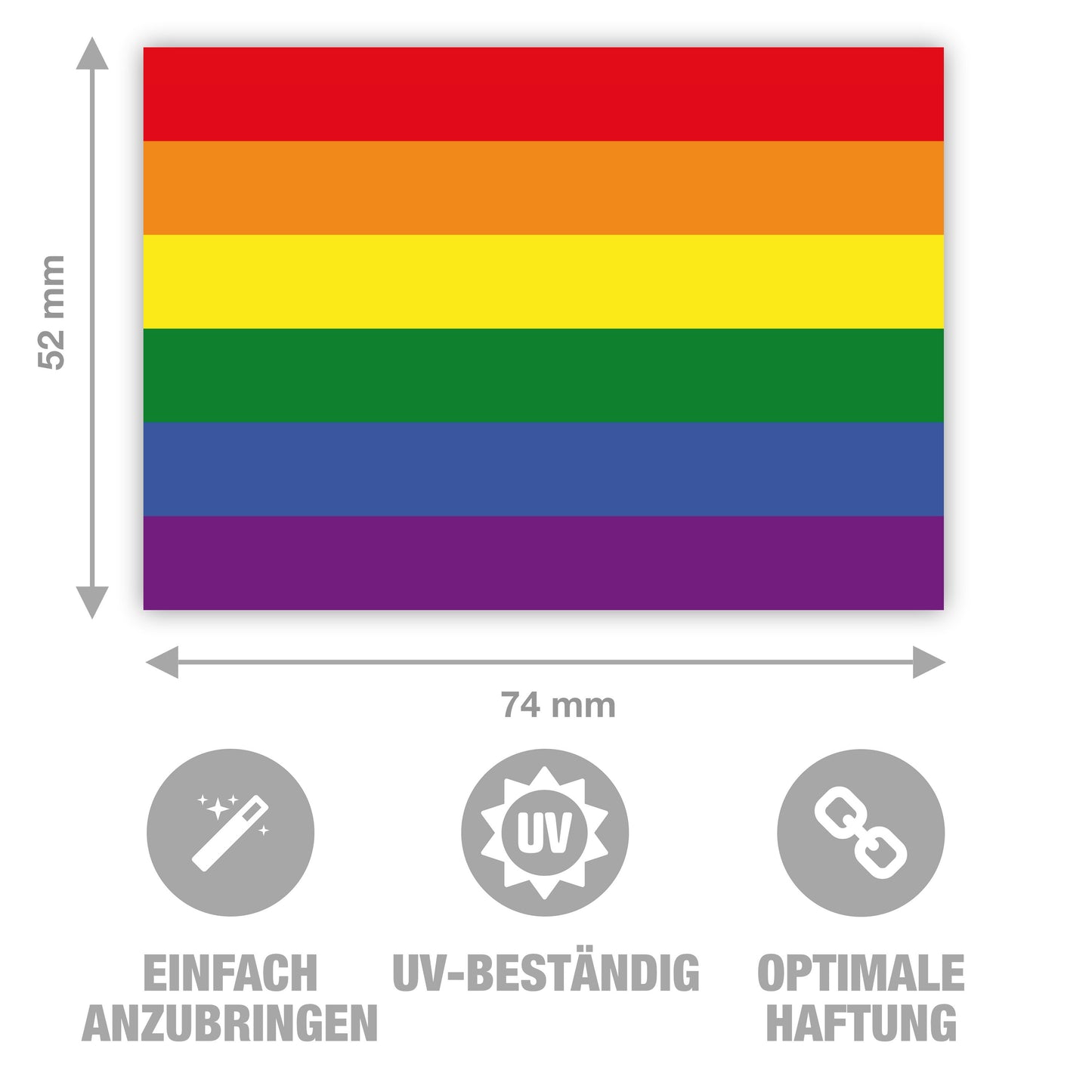 10 Stück - Aufkleber - Regenbogen-Flagge / LGBTQ - 7,4 x 5,2 cm
