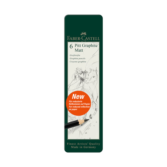 1 Stück - Faber Castell Grafitstifte - 6 Härtegrade - Metalletui