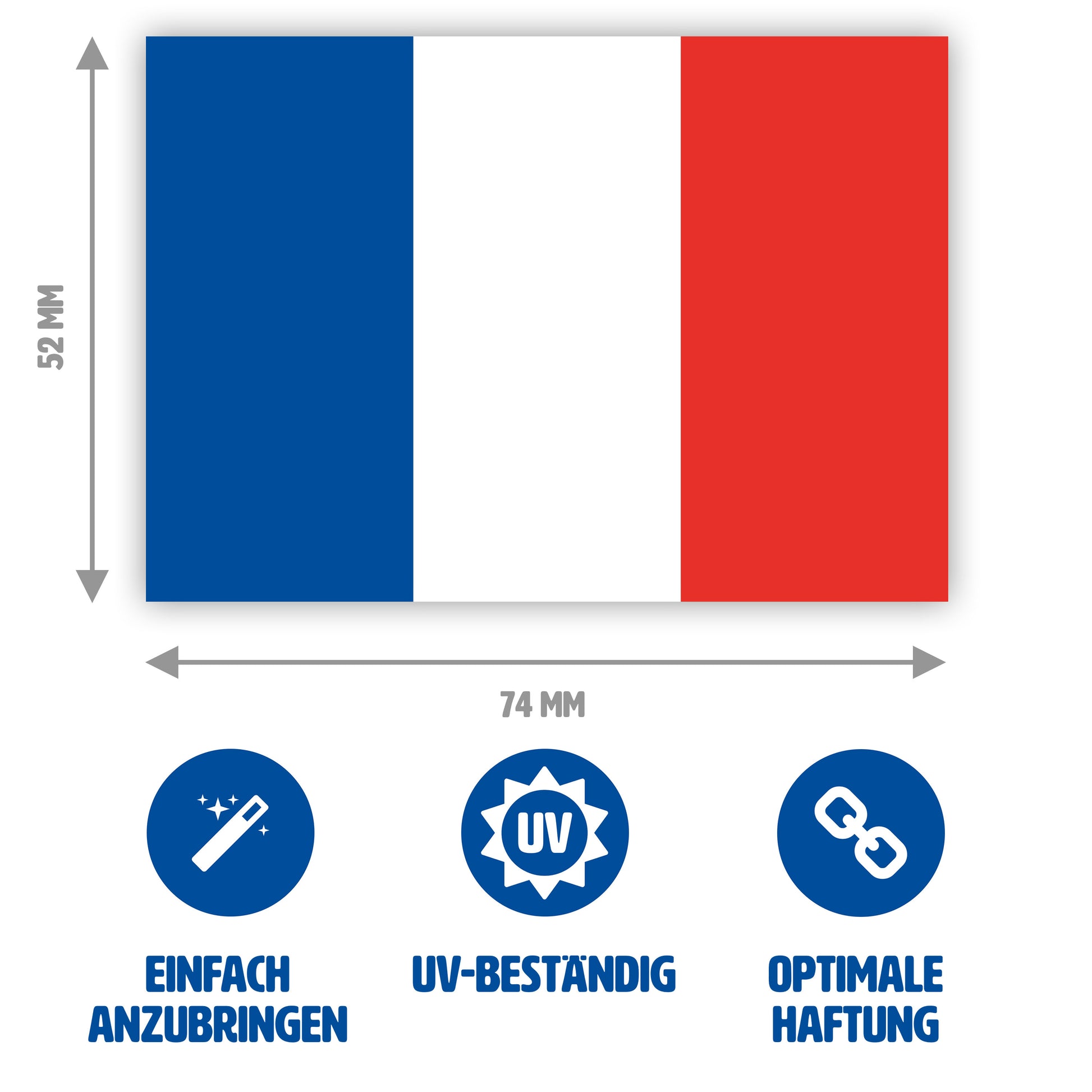 10 Stück - Aufkleber - Frankreich-Flagge - 7,4 x 5,2 cm – Gobrecht